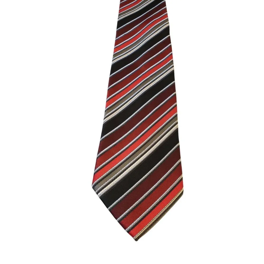 Croft & Barrow Neck Tie Mens Luxury‎ Black Red Burgundy Striped Business Casual